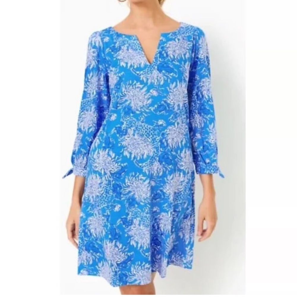 NWT Lilly Pulitzer Cath Dress Boca Blue Croc It and Lock It L